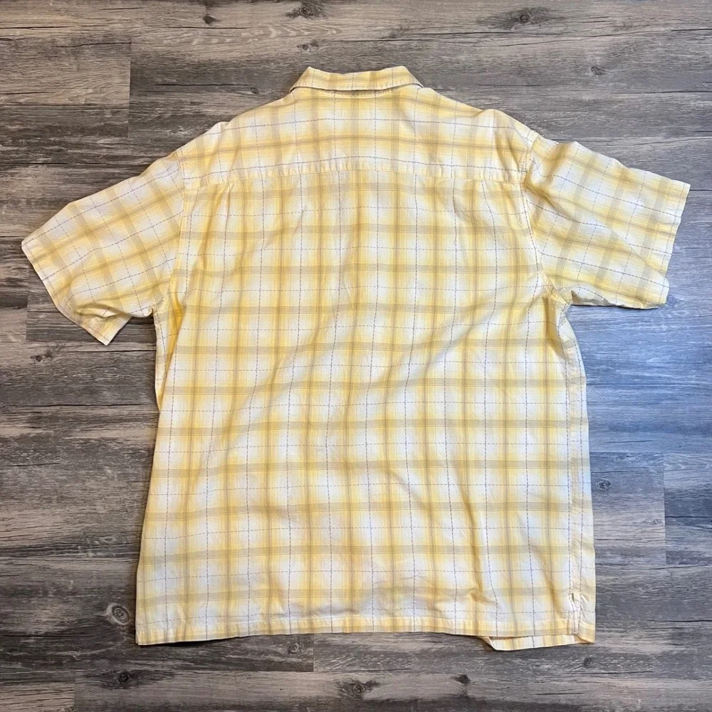Columbia Yellow Plaid Button Up Shirt Mens XL Cotton‎ Outdoor Fishing Hiking